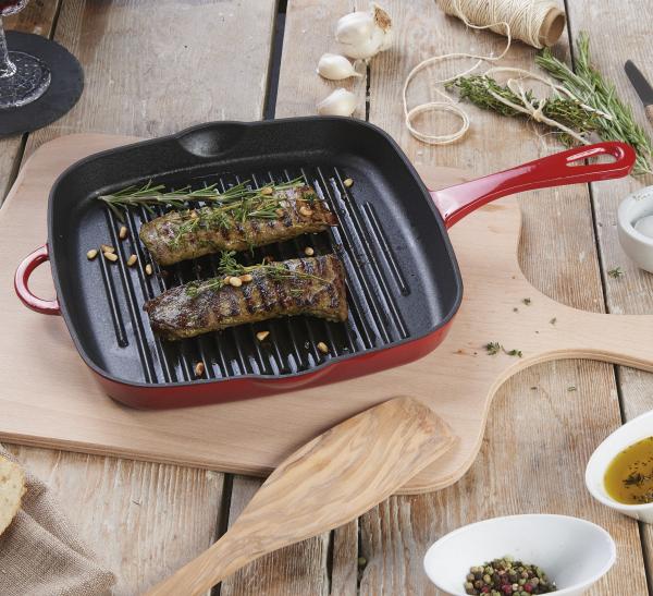 Provence - Guss - Grillpfanne hoch quadratisch rot